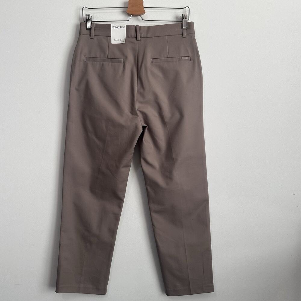 Calvin Klein Straight Stretch Chino Pants 6 Stone 30x26 Crop Career Classic NEW - Picture 9 of 11